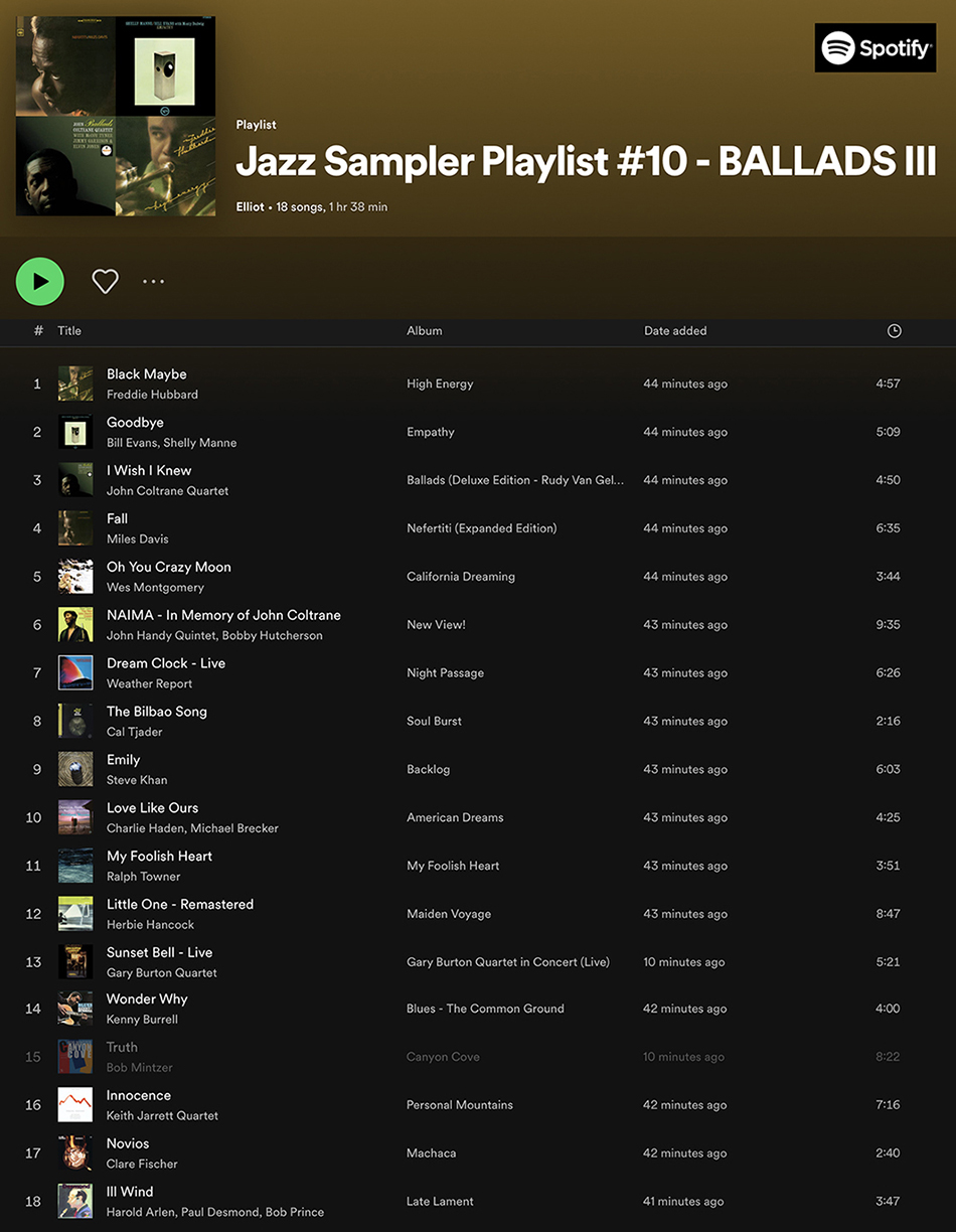 Spotify Jazz Sampler Playlist #10