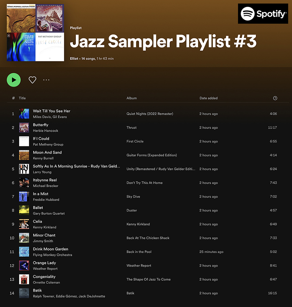 Spotify Jazz Sampler Playlist #3
