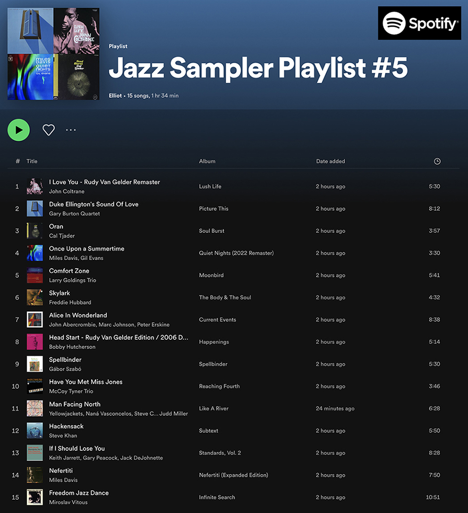 Spotify Jazz Sampler Playlist #5