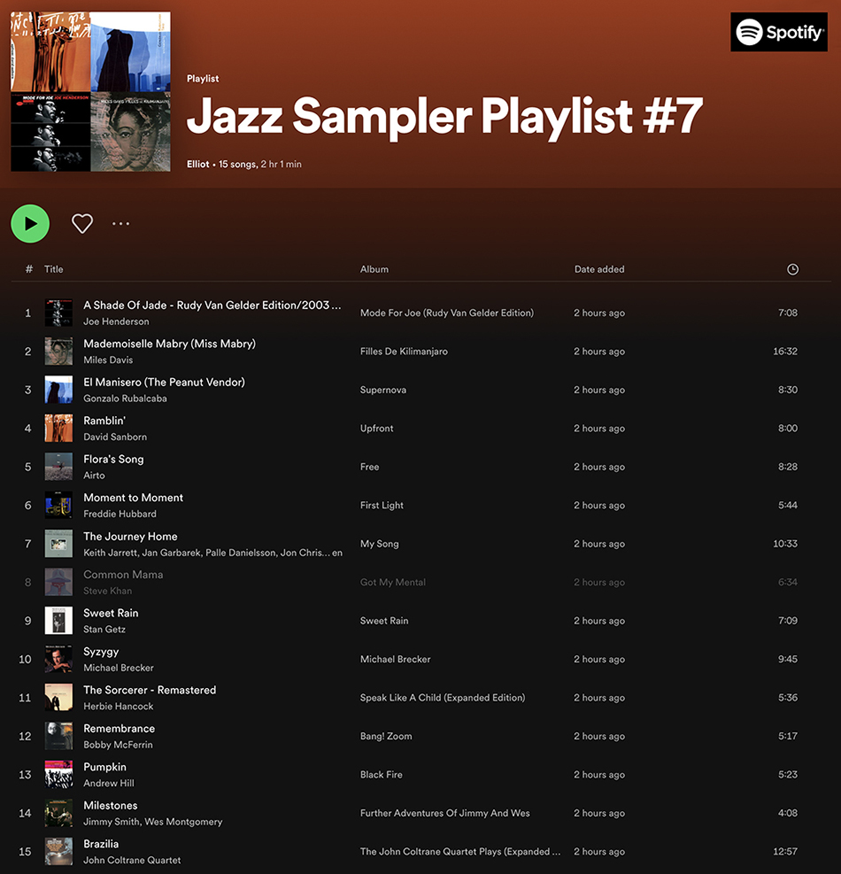 Spotify Jazz Sampler Playlist #7