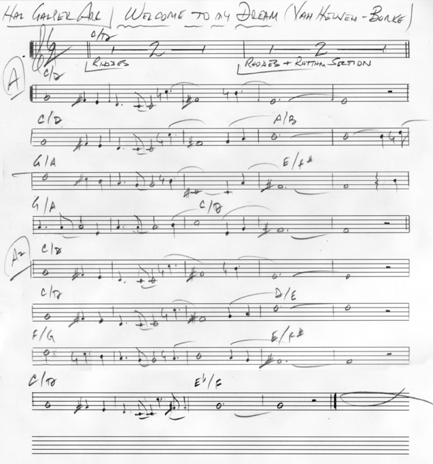 Welcome to My Dream(Van Heusen-Burke) - Hal Galper Lead Sheet 