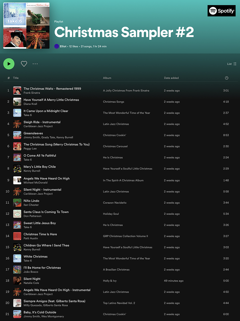 Spotify Christmas Sampler Playlist #2
